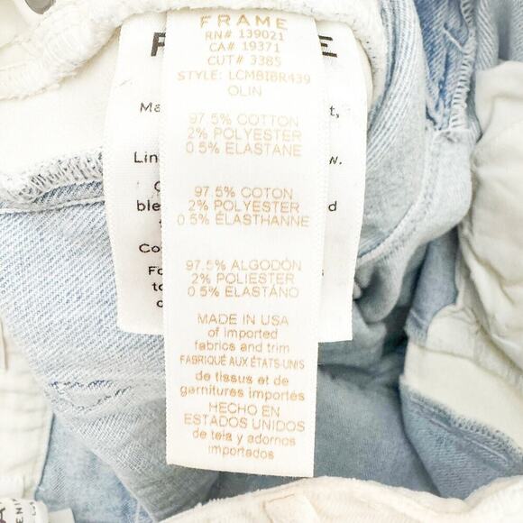 Frame Le Crop Mini Boot LCMBIBR439 Olin Two-Tone Denim Jeans Raw Hem Size 25 - Picture 8 of 9